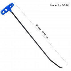 90 cm 12 mm Çap Çift Kıvrımlı Vida Dişli Uç Çubuk - S2-01