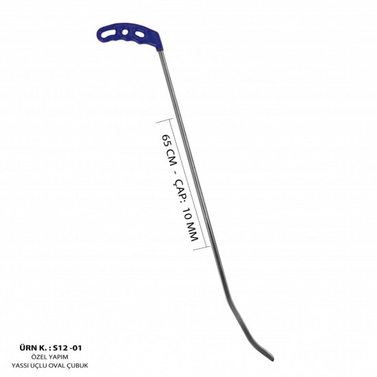 65 cm 10 mm Çap Özel Yapım Yassı Uçlu Çift Kıvrımlı Çubuk - S12-01