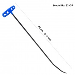 90 cm 12 mm Çap Çift Kıvrımlı Yassı Uç Çubuk - S2-05