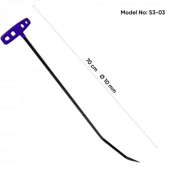 70 cm 10 mm Çap Çift Kıvrımlı Sivri Uç Çubuk - S3-03
