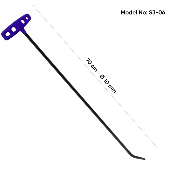 70 cm 10 mm Çap Tek Kıvrımlı Yassı Uç Çubuk - S3-06