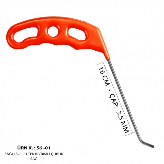 16 cm 3.5 mm Çap Sağlı Sollu Tek Kıvrımlı Sağ Çubuk - S6-01
