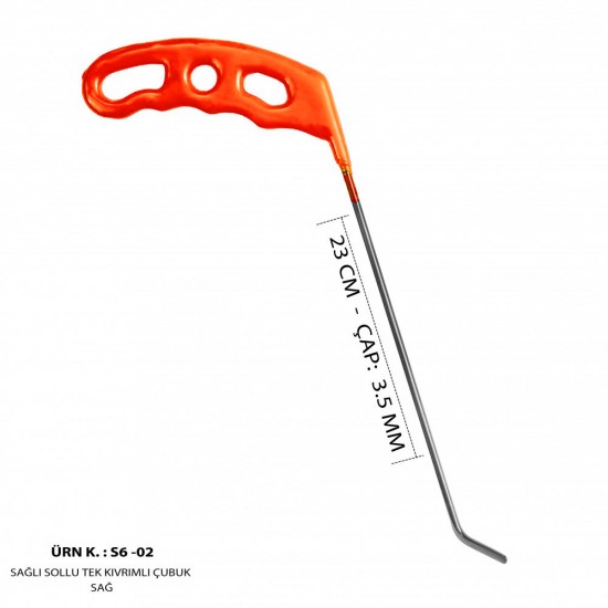 23 cm 3.5 mm Çap Sağlı Sollu Tek Kıvrımlı Sağ Çubuk - S6-02