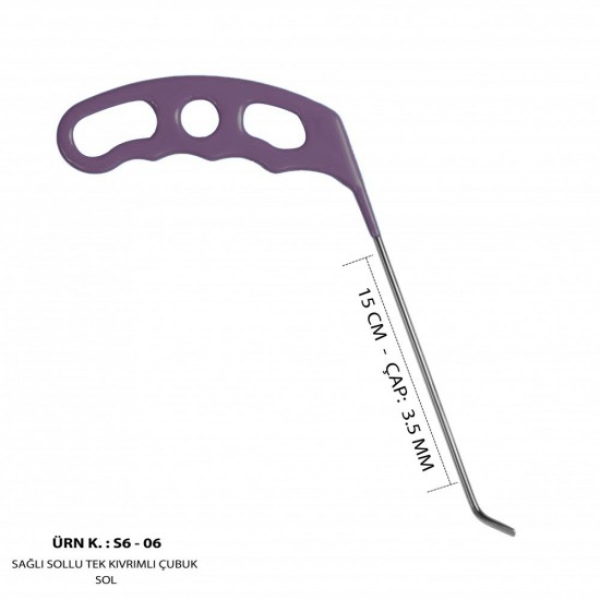 16 cm 3.5 mm Çap Sağlı Sollu Tek Kıvrımlı Sol Çubuk - S6-06