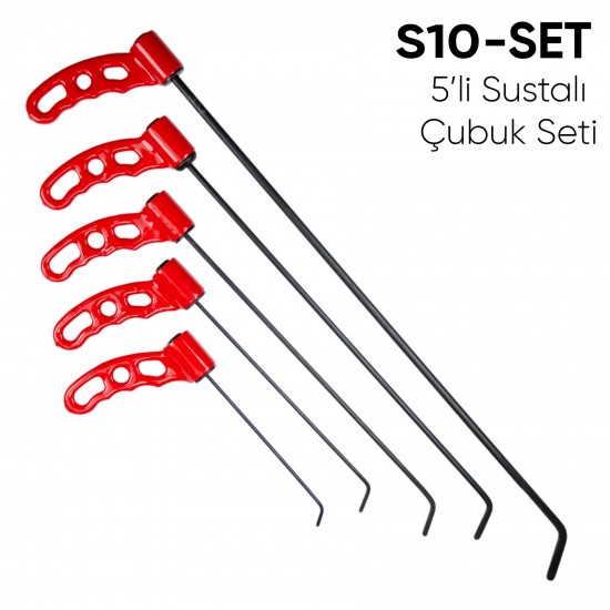 5 Parça Boyasız Göçük Düzeltme Çubuk Seti, PDR Set, S10 Set