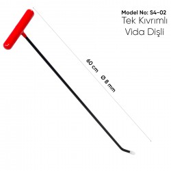 58 cm 6 mm Tek Kıvrımlı Vida Dişli Uç Çubuk - S4-02