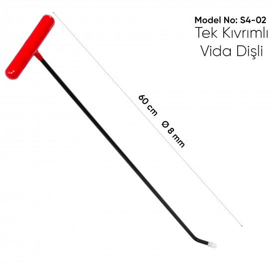58 cm 6 mm Tek Kıvrımlı Vida Dişli Uç Çubuk - S4-02 58 cm 6 mm Tek Kıvrımlı Vida Dişli Uç Çubuk - S4-02