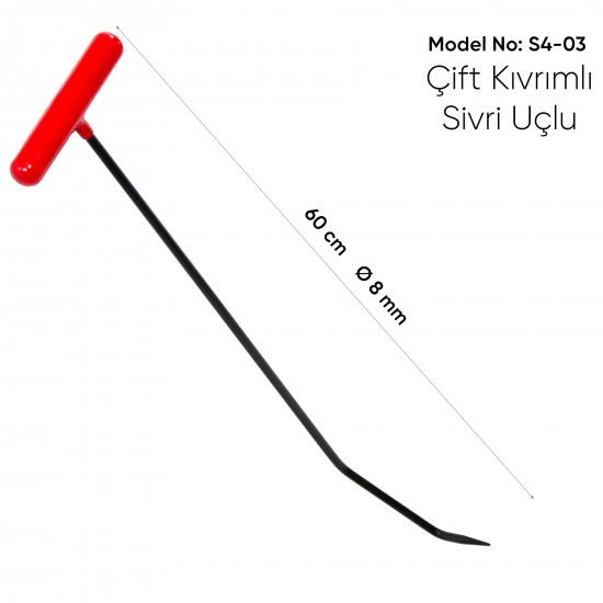 57 cm 8 mm Çap Çift Kıvrımlı Sivri Uç Çubuk - S4-03 57 cm 8 mm Çap Çift Kıvrımlı Sivri Uç Çubuk - S4-03