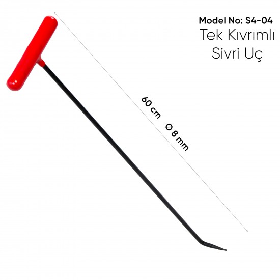 58 cm 8 mm Çap Tek Kıvrımlı Sivri Uç Çubuk - S4-04 58 cm 8 mm Çap Tek Kıvrımlı Sivri Uç Çubuk - S4-04