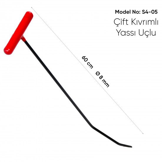 57 cm 8 mm Çap Çift Kıvrımlı Yassı Uç Çubuk - S4-05 57 cm 8 mm Çap Çift Kıvrımlı Yassı Uç Çubuk - S4-05