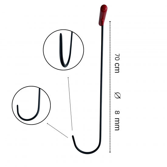 60cm 8 mm Çap Dik Yatay Uç Çengel Çubuk - S5-03 60cm 8 mm Çap Dik Yatay Uç Çengel Çubuk - S5-03