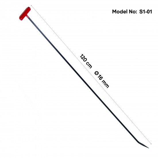120 cm Tek Kıvrımlı Sivri Uç Çubuk - 16mm Çap - S1-01 120 cm Tek Kıvrımlı Sivri Uç Çubuk - 16mm Çap - S1-01