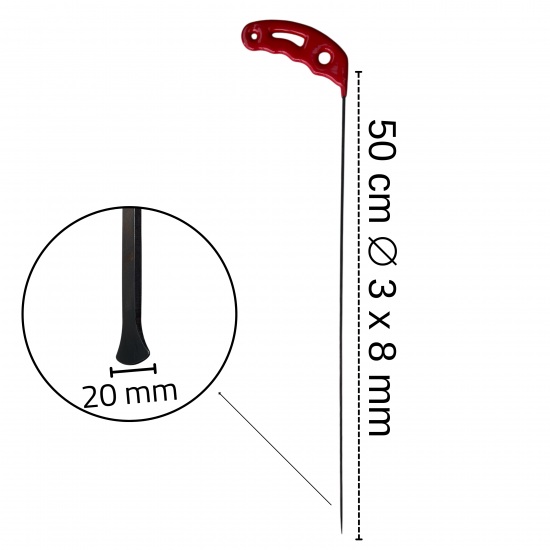 50 cm 3x8mm Çap Plaka Çubuk Büyük Ağız Çubuk - S15-02