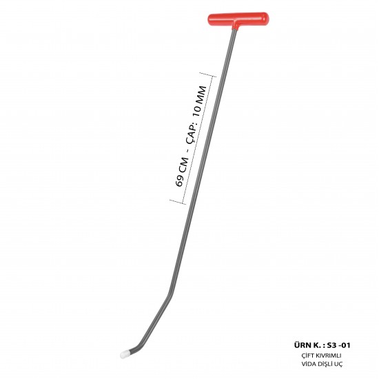 69 cm 10 mm Çift Kıvrımlı Vida Dişli Uç Çubuk