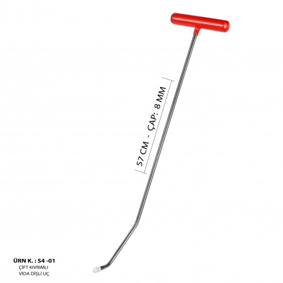 57 cm 8 mm Çap Çift Kıvrımlı Vida Dişli Uç Çubuk