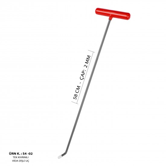 58 cm 6 mm Tek Kıvrımlı Vida Dişli Uç Çubuk