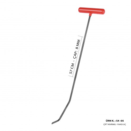 57 cm 8 mm Çap Çift Kıvrımlı Yassı Uç Çubuk